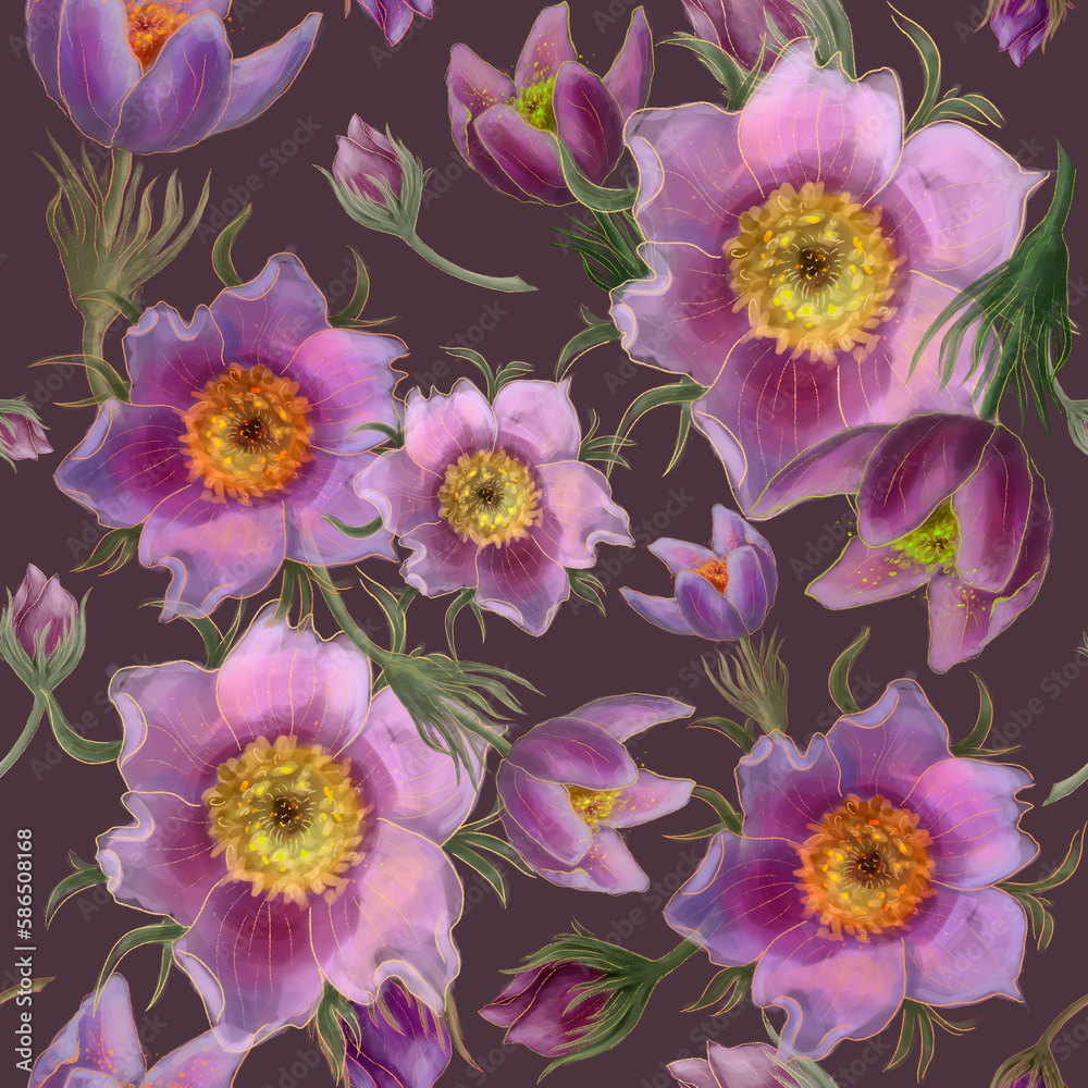 seamless floral pattern purple