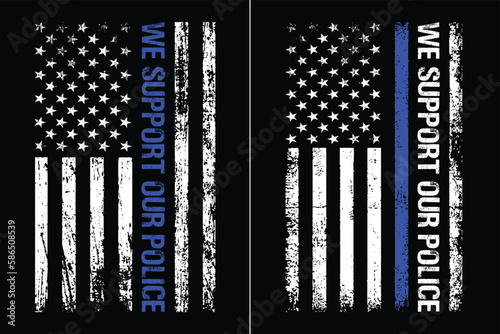 American Flag We Support Our Police Design