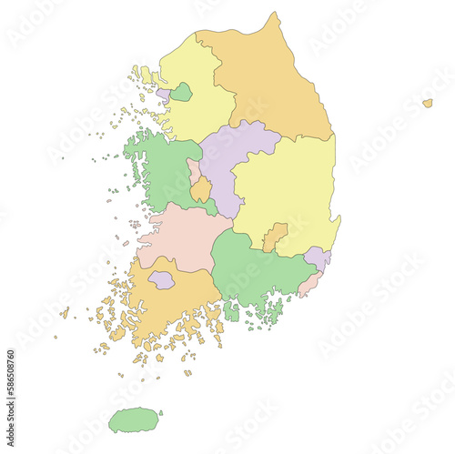 South Korea - Highly detailed editable political map.