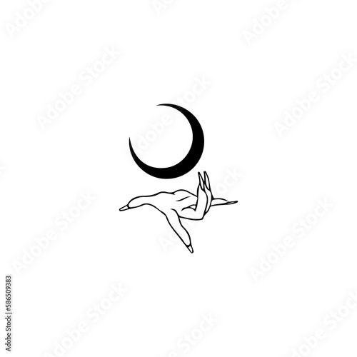 vector illustration of moon by hand concept
