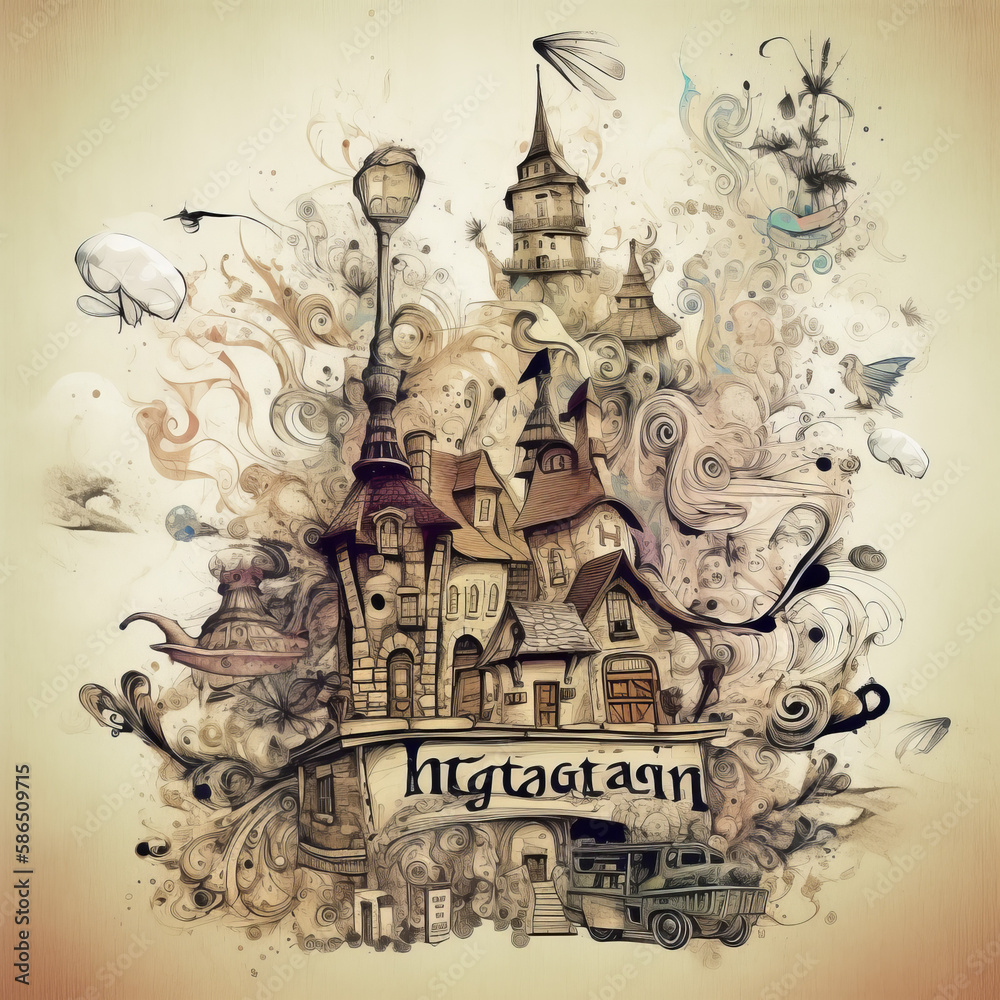 Fototapeta premium Imagination graphic design Generative AI 