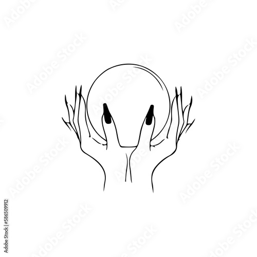 vector illustration of hand holding moon concept