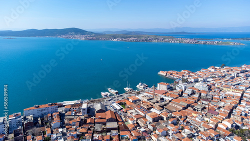 Aerial view of Ayvalik with drone. Balikesir - Turkey photo