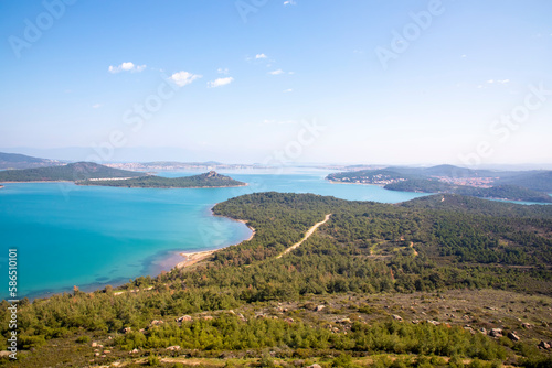 Fototapeta Naklejka Na Ścianę i Meble -  Vacation in Turkey view of Seytan Sofrasi The Satan Hill during summer. Ayvalik - Turkey