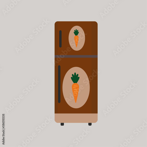 Illustration Flat Design Refrigerator with Pattern Vegetable Carrot 