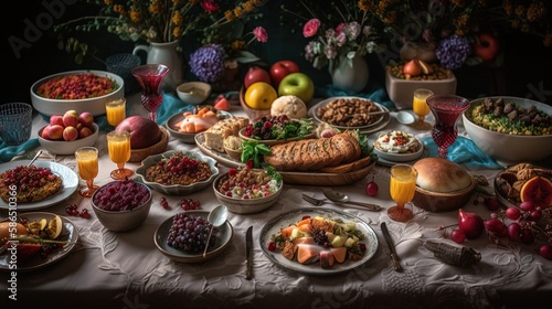 a memorable Passover feast in 8K  featuring delectable kosher food and lively conversations. This photorealistic portrait captures the holiday s warmth and joy with professional color grading