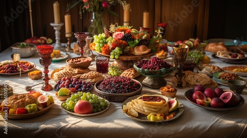 a memorable Passover feast in 8K  featuring delectable kosher food and lively conversations. This photorealistic portrait captures the holiday s warmth and joy with professional color grading