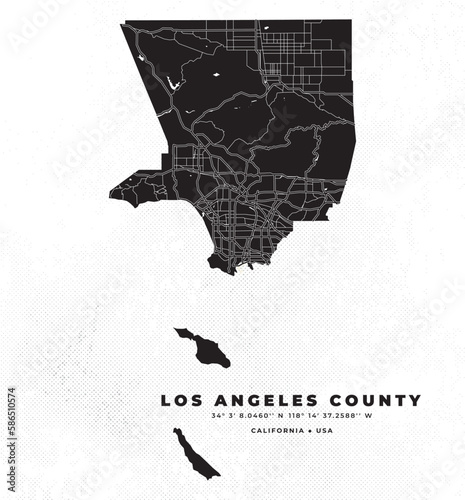 Los Angeles County Map, California Vector Poster and Flyer
 photo