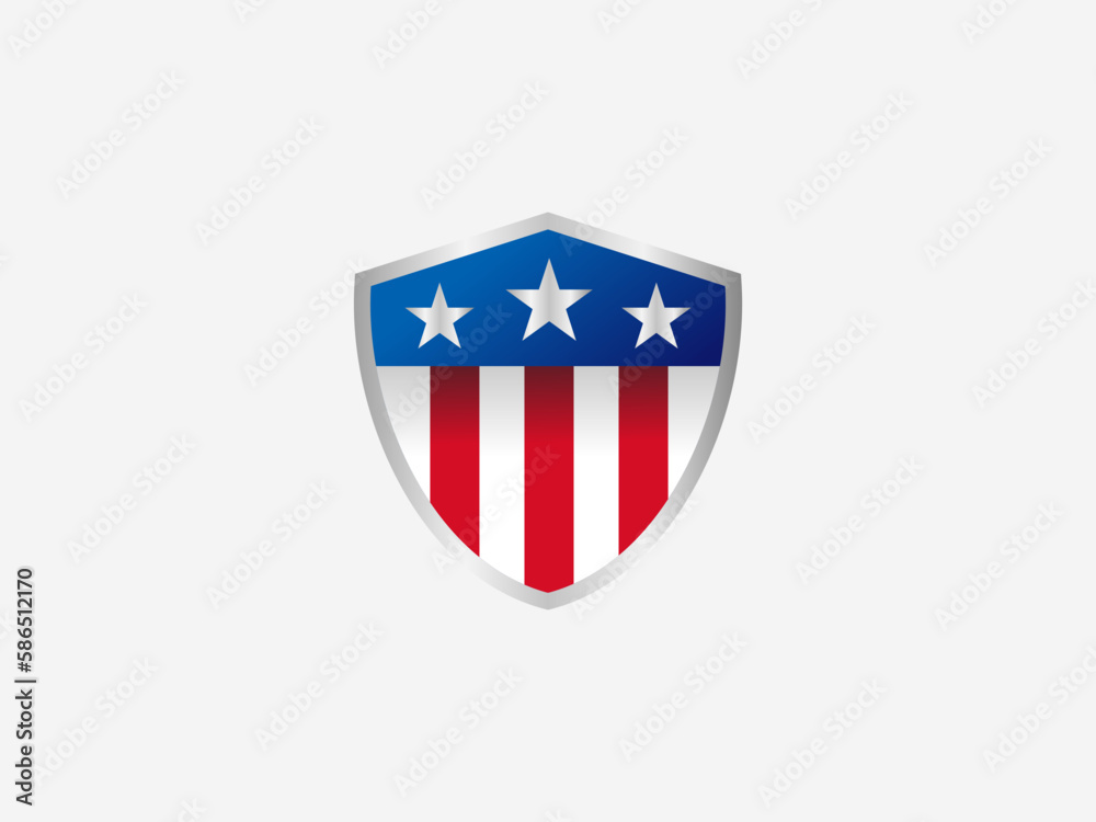simple american shield logo with gradient style in isolated white background simple american shield logo with gradient style in isolated white background