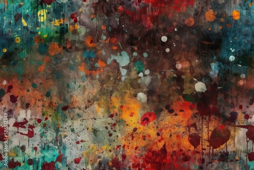colorful abstract painting with vibrant hues and brush strokes. Generative AI