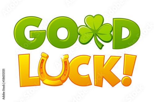 Good luck. Sticker for social media content. Comic style poster, t shirt print, postcard, video blog cover