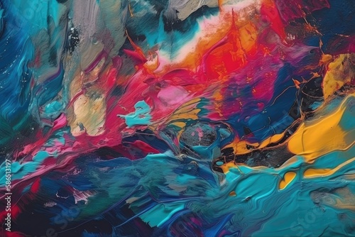 vibrant and colorful abstract painting, full of movement and texture. Generative AI