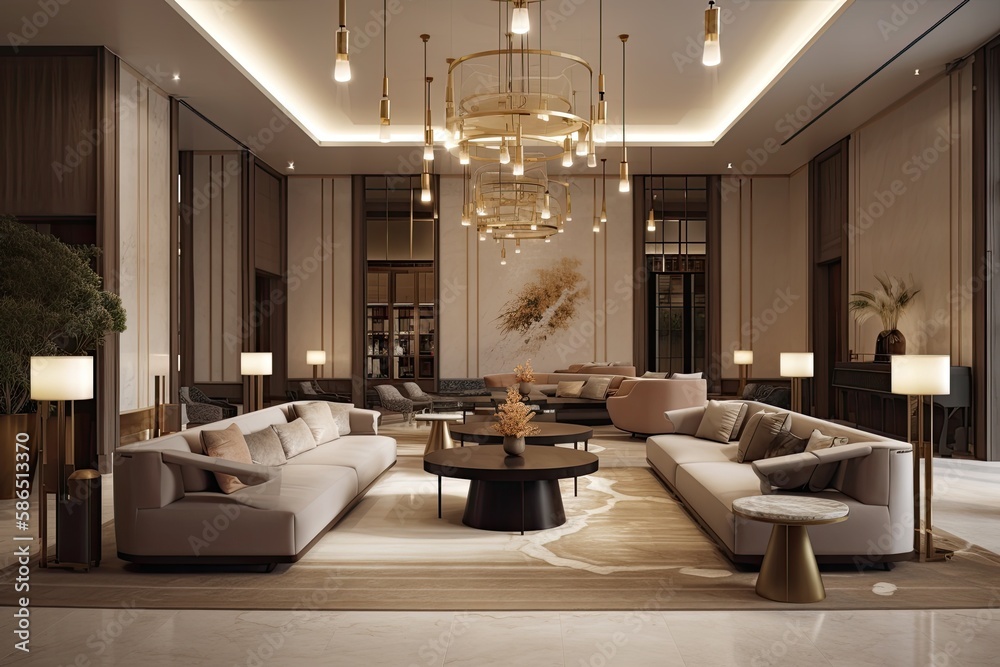 Fototapeta premium luxury hotel reception lobby. Generative AI.