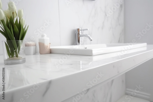 Light elegant modern bathroom interior with sink