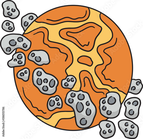 Asteroid Cartoon Colored Clipart Illustration