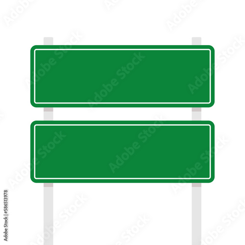 Blank freeway sign isolated on white background. free space for text. Road traffic sign. Blank board with place for text.Mockup.