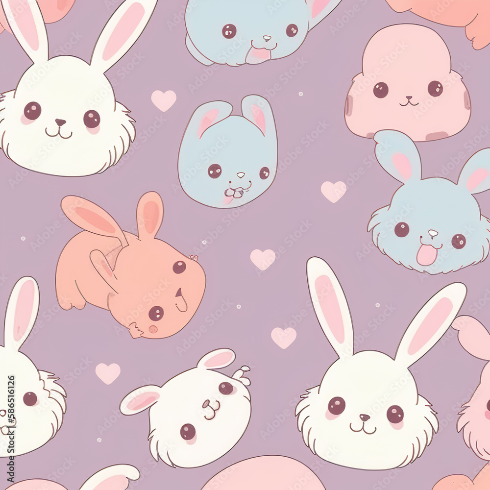 Kawaii Cute Rabbit, Easter Theme, Ai