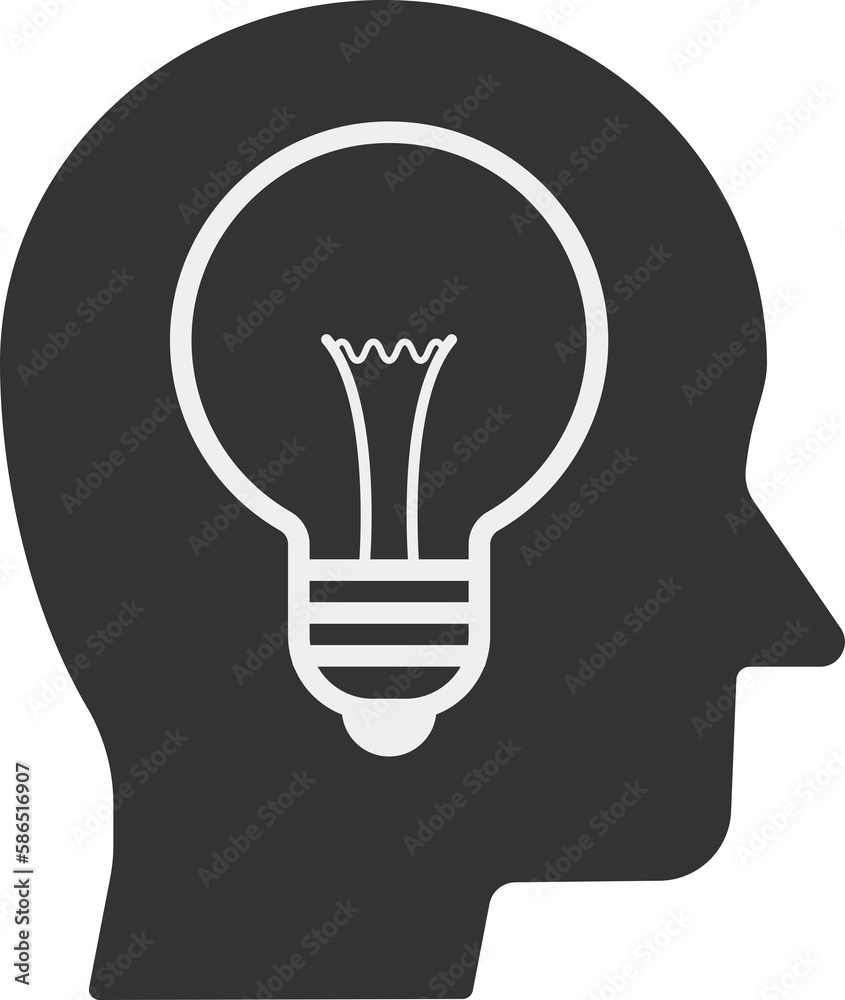 AI, idea and brainstorming design concept with human head icon. AI, idea and brainstorming design concept with human head icon.