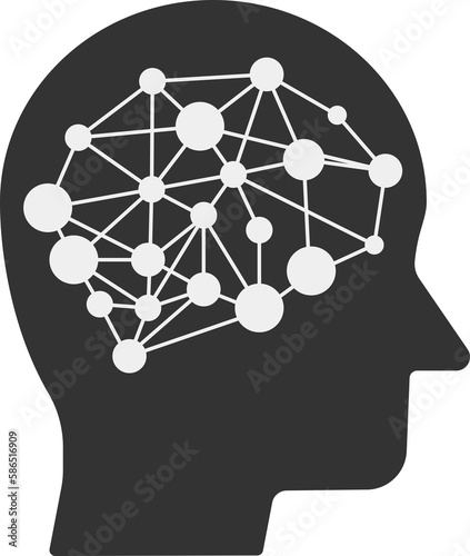 AI, idea and brainstorming design concept with human head icon.