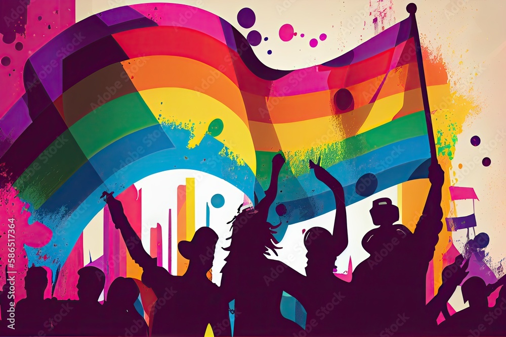 Gay Pride Parade People Having Fun At Equality March Or Lgbt Gay gay-pride-parade-people-having-fun-at-equality-march-or-lgbt-gay