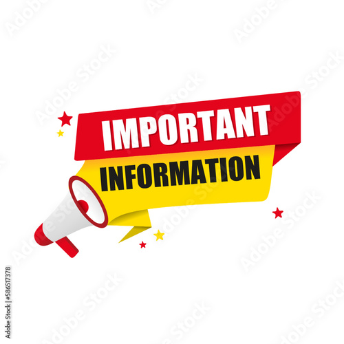 Megaphone with important information speech bubble icon. Flat style vector illustration isolated on white background.