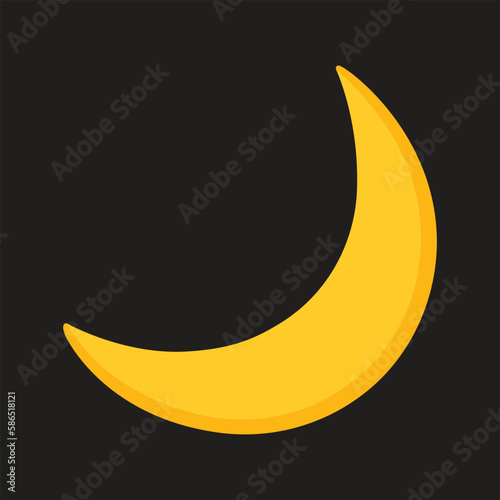 Crescent Moon Vector Icon. Isolated Ramadan Symbol, Islam Emblem Logo Sign Design.