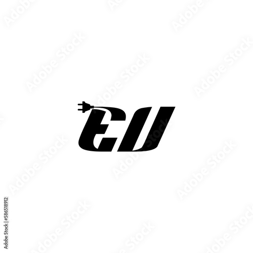 EV with plug icon symbol. EV car electric vehicle charger logo icon isolated on white background