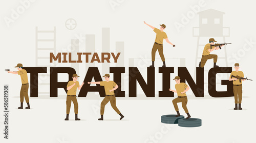 Military Training Flat Text Composition