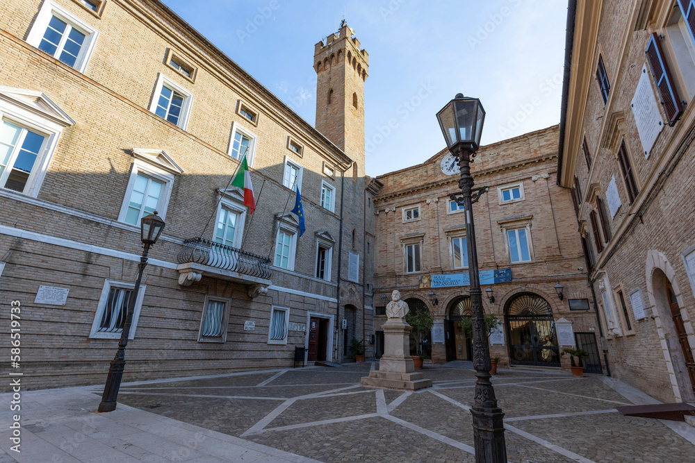LORETO, ITALY, JULY 5, 2022 - View of the Town Hall of the town of Loreto, province of Ancona, Italy