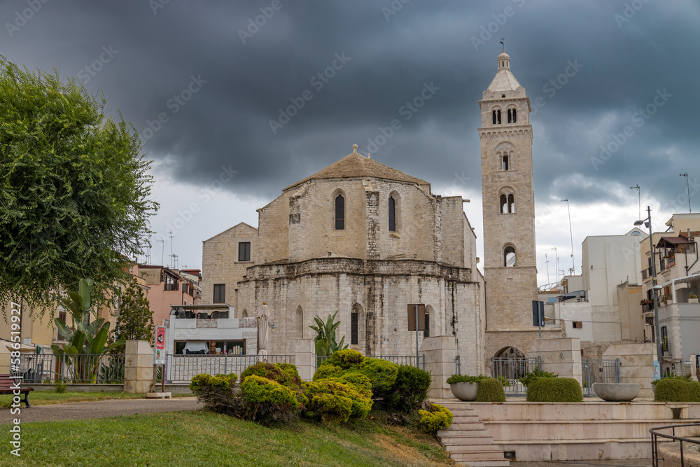 BARLETTA, ITALY, JULY 8, 2022 - View of Basilica Co-Cathedral of Santa Maria Maggiore in Barletta, Apulia, Italy