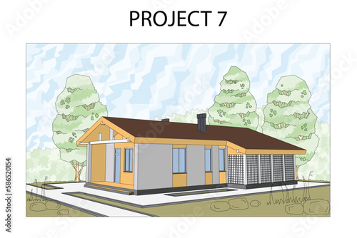 Vector architectural project of pet boarding or hotel with enclosures