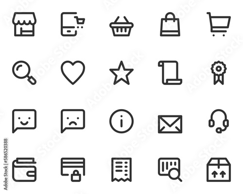 Mini line icons about shopping. Editable stroke on transparent background