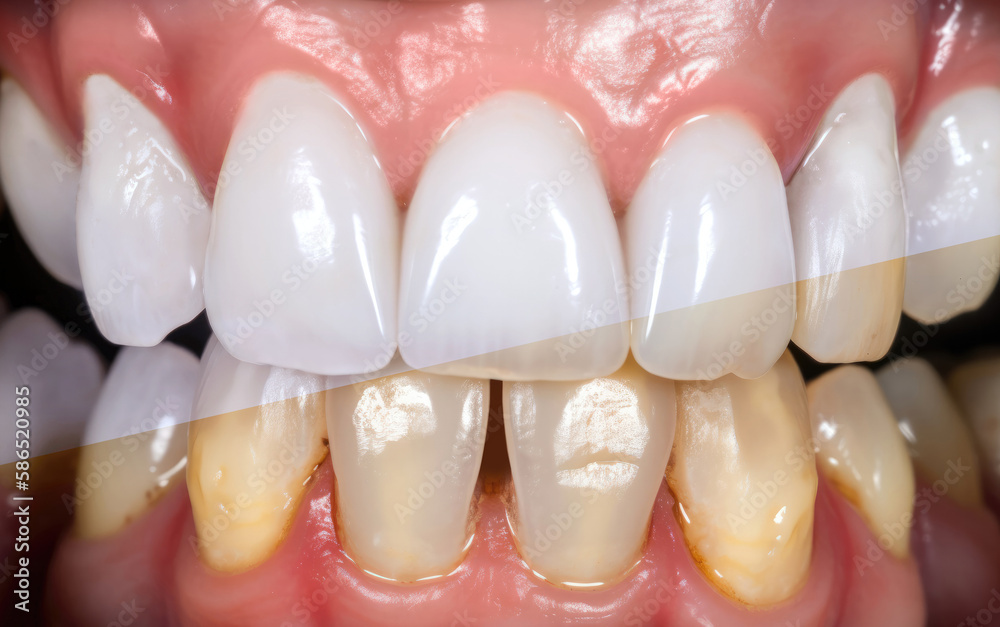 Professional teeth bleaching and cleaning, before and after results