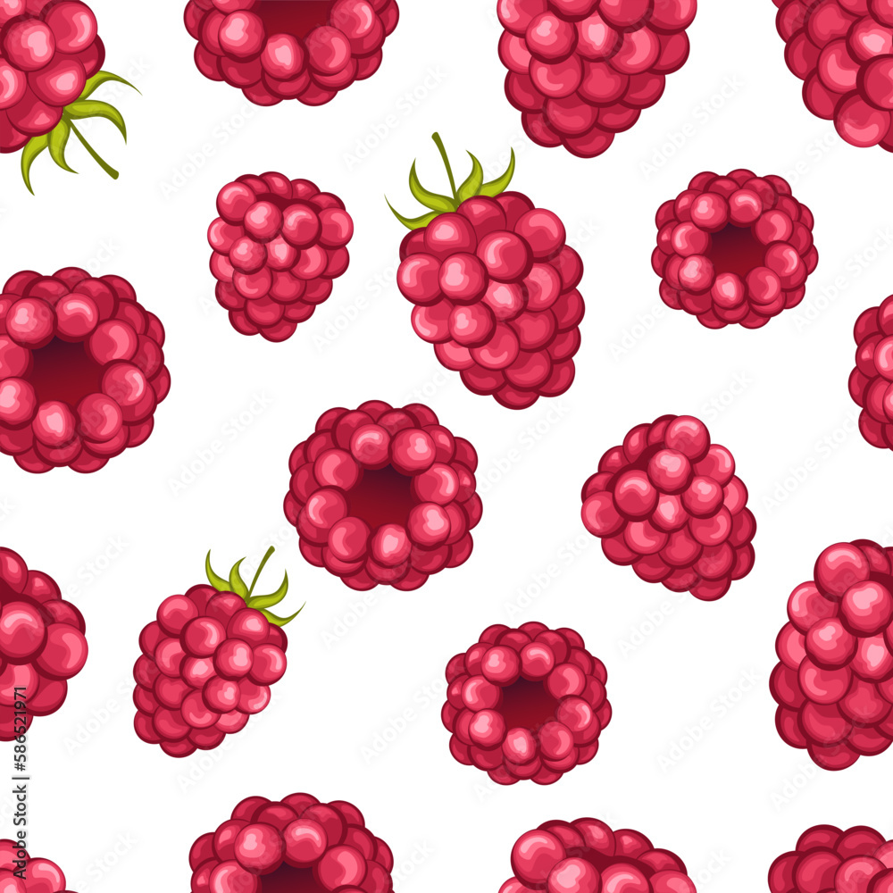 Natural fresh organic forest raspberry with green leaves.
seamless pattern vector illustration.
Bright, pink, juicy, summery, fruity.
for wrapping paper and textiles,clothing design and food packaging