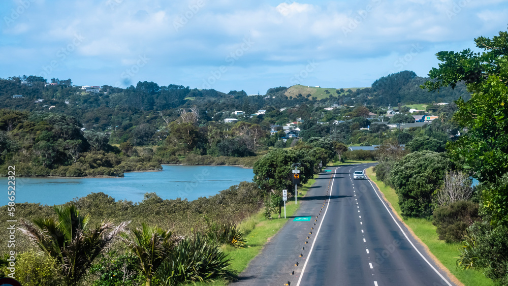 road in the mountains, Waiheke Island, Auckland, New Zealand