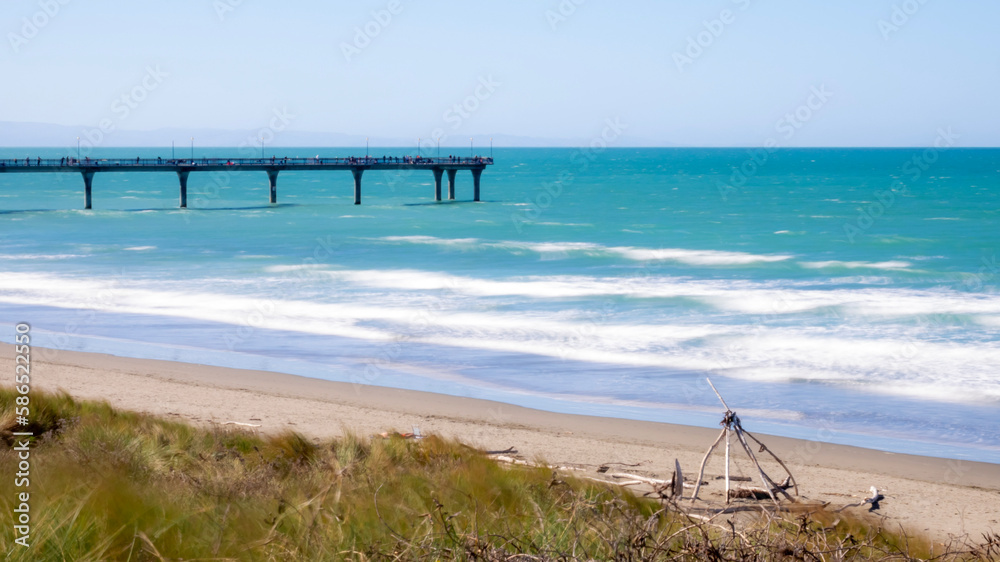 pier on the beach, New Brighton Pier, Christchurch, New Zealand pier on the beach, New Brighton Pier, Christchurch, New Zealand