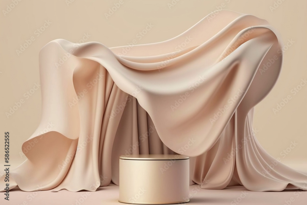 brown pudium for product, with fabric, Generative AI brown pudium for product, with fabric, Generative AI