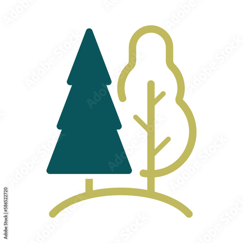Murais de parede Deciduous and conifer forest vector isolated icon