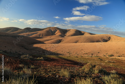 Panoramic view of Betancuria National Park in Fuerteventura  with blue sky