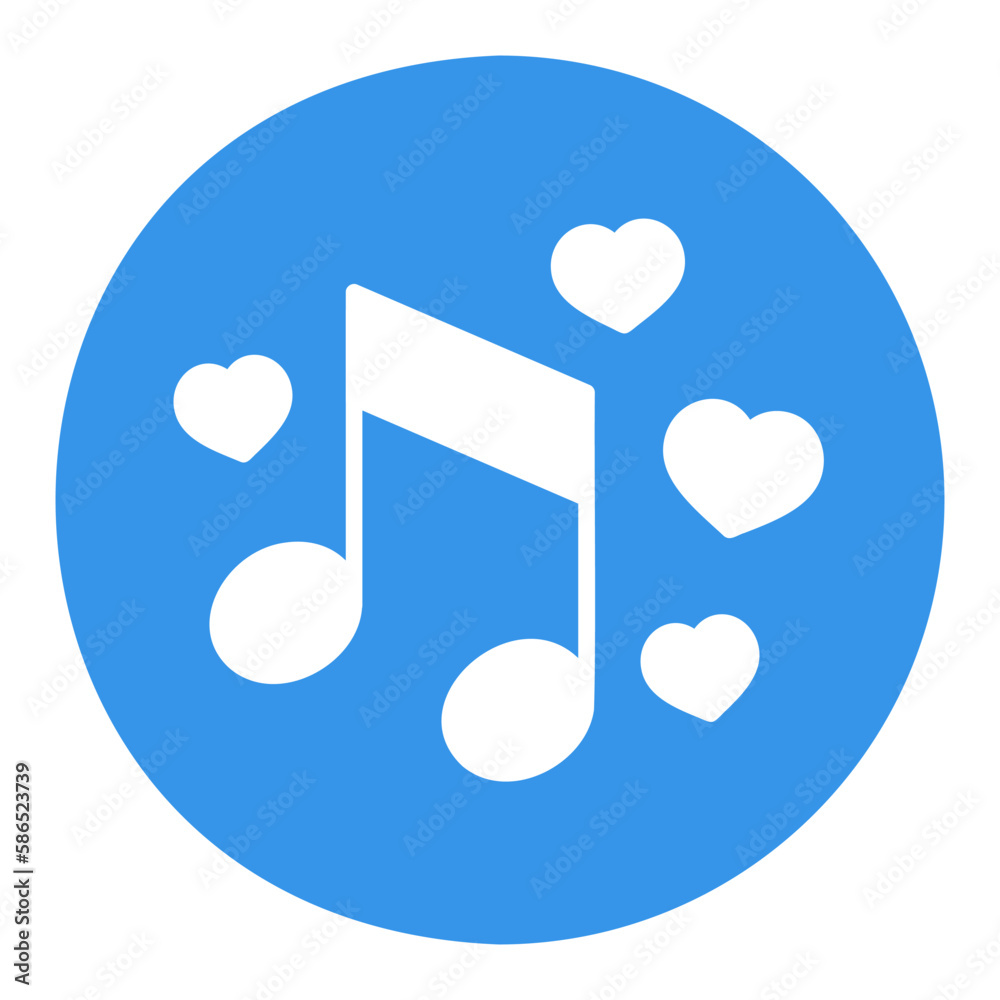 Musical note with heart sign vector glyph icon Musical note with heart sign vector glyph icon