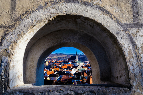 Burg, Schießscharte, Cesky Krumlov, März 2023