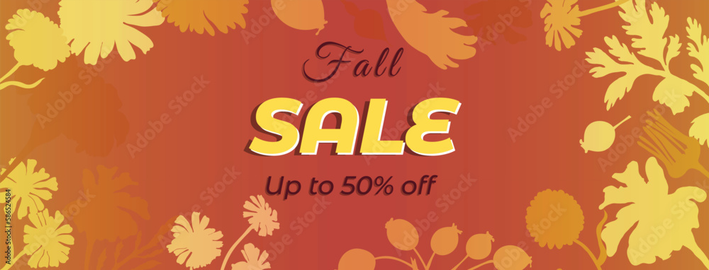 Obraz premium Banner with sample text and floral composition