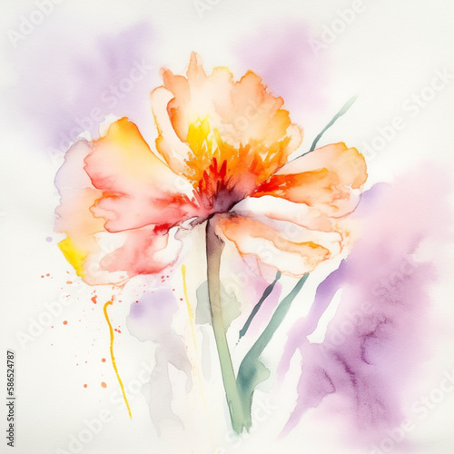 Watercolor painting of a flower. Created with generative AI technology