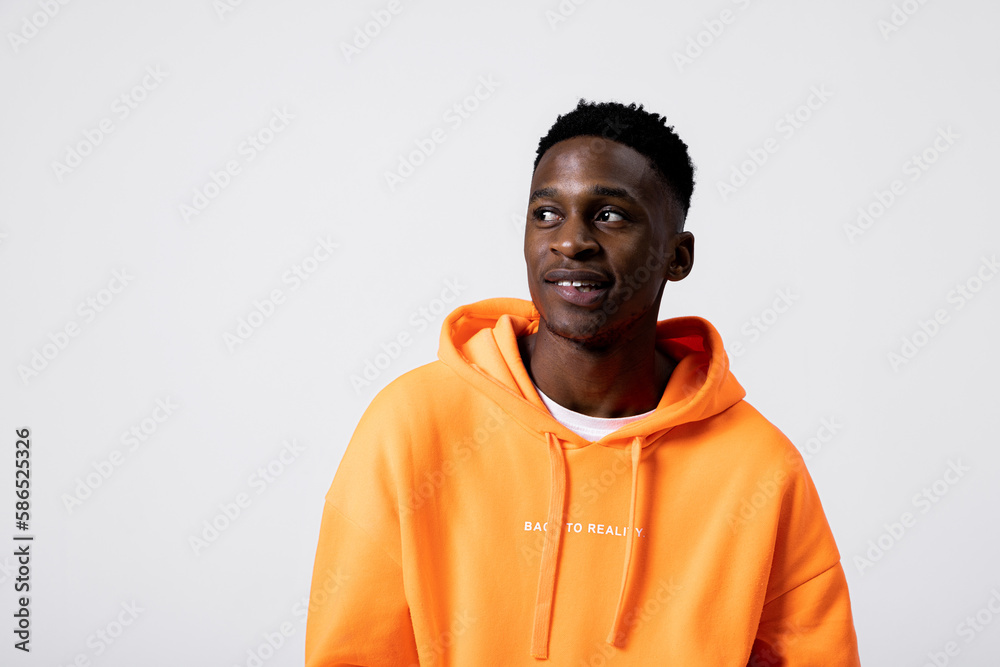 Grey and top orange clothes