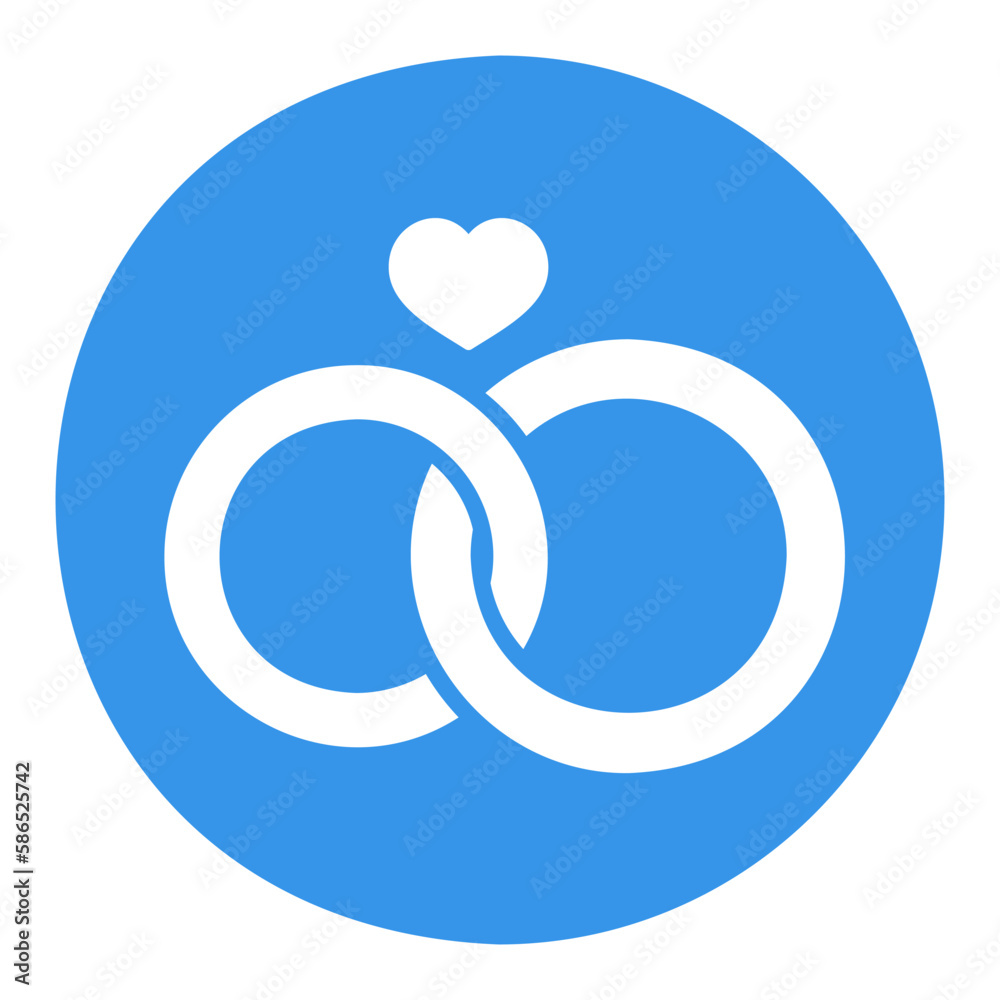 Wedding rings with a heart isolated vector icon Wedding rings with a heart isolated vector icon