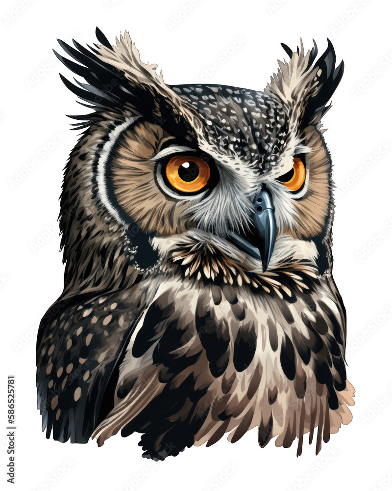 Fototapeta premium Owl Illustration With Transparent Background. Generative Ai.