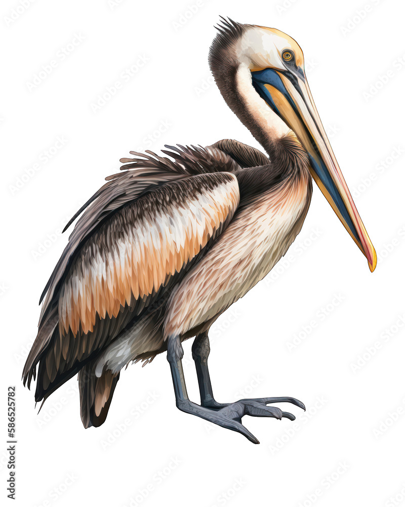 Fototapeta premium Pelican Illustration With Transparent Background. Generative Ai.