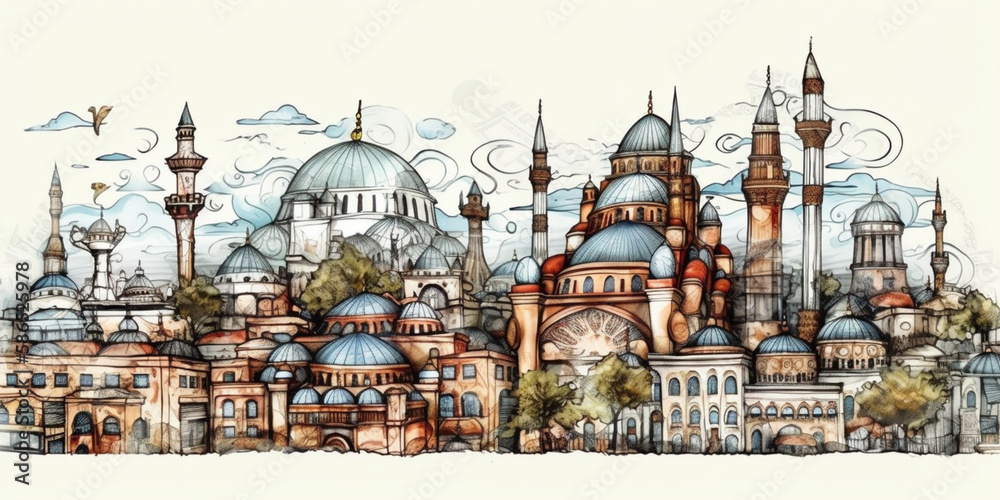 Obraz premium clipart traveling Istanbul city Generative AI