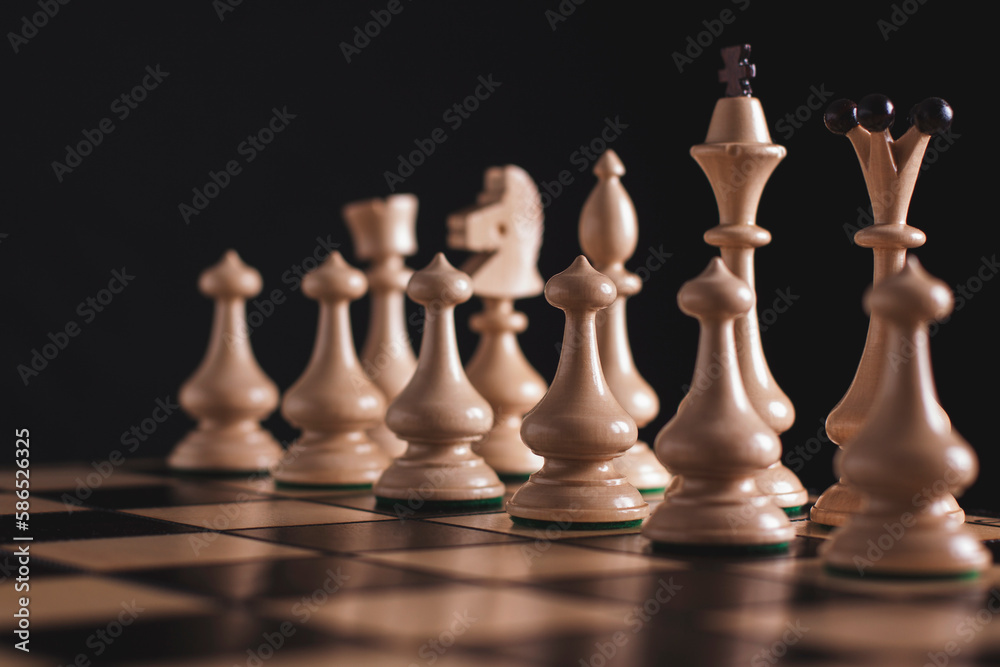 Chess figures on a black background Chess figures on a black background