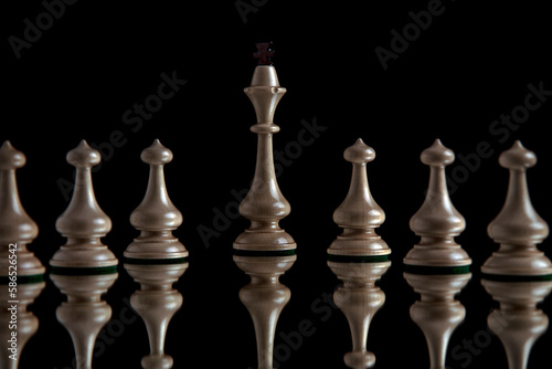 Chess figures on a black background